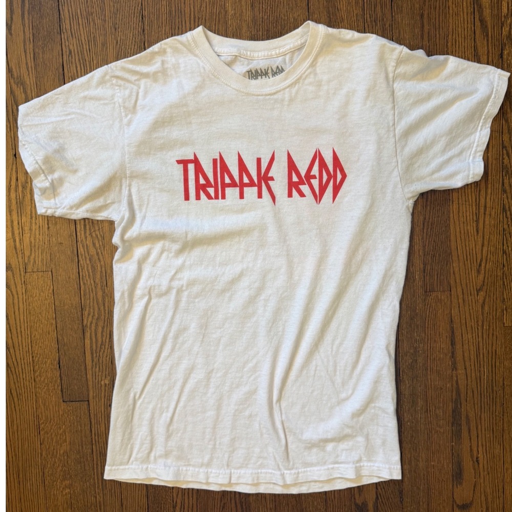 Trippie Redd Graphic T-Shirt White Red Logo Character Print Mens Small Cotton